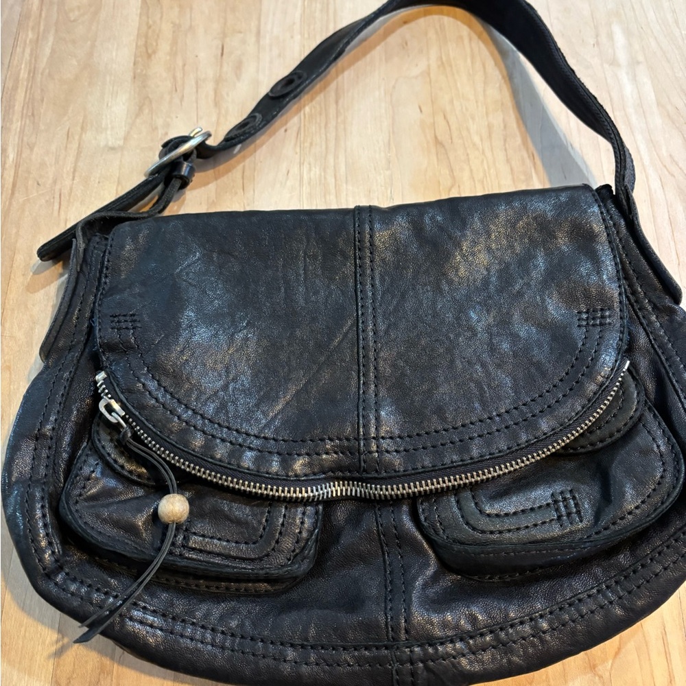 Lucky Brand Black Leather STASH shoulder bag
